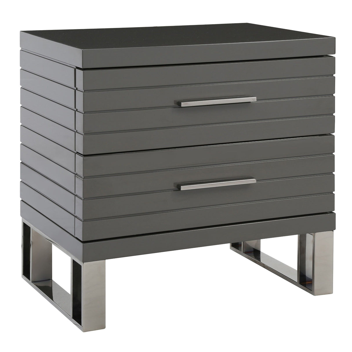 Modrest Splendor - Grey High Gloss Slatted Nightstand