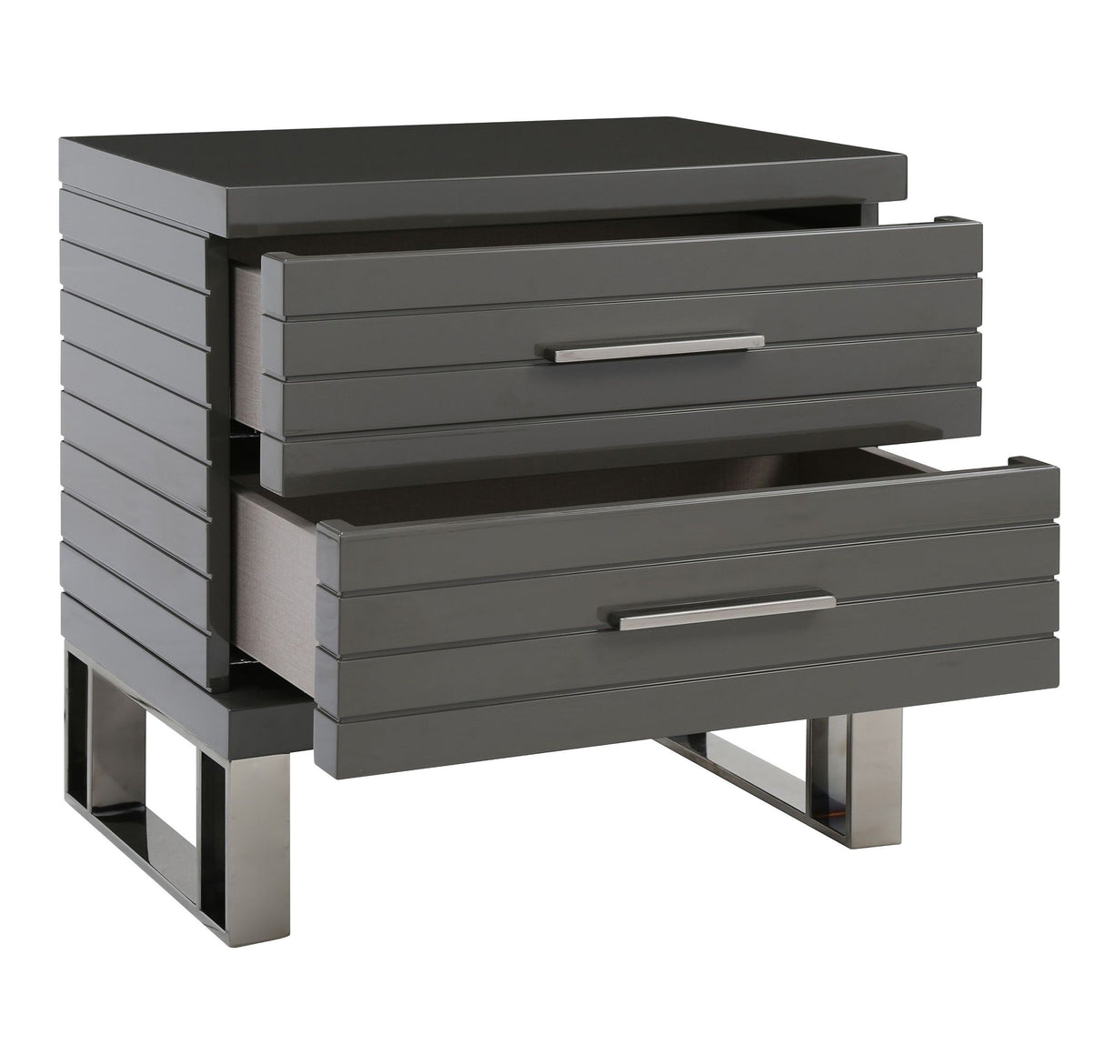 Modrest Splendor - Grey High Gloss Slatted Nightstand