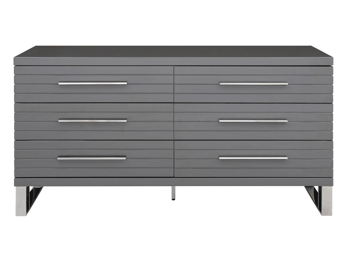 Modrest Splendor - Grey High Gloss Slatted Dresser