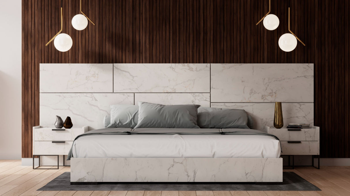 Nova Domus Marbella Italian Modern White Marble Bed Set Vgacmarbella-Set-Wht