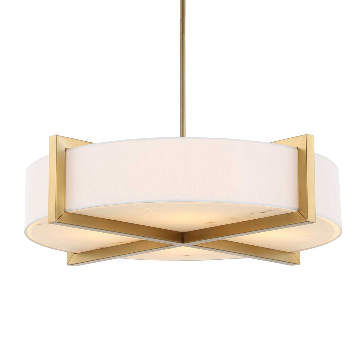 Cresson 4 Light Drum Pendant White / Gold - Gold / White by Uttermost - View 1
