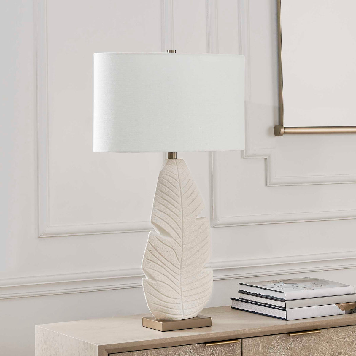 Palm Leaf Table Lamp - White by Uttermost - View 4