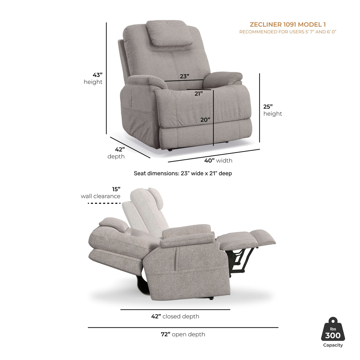Zecliner Model 1 Power Lift Sleep Chair - Dove | Flexsteel