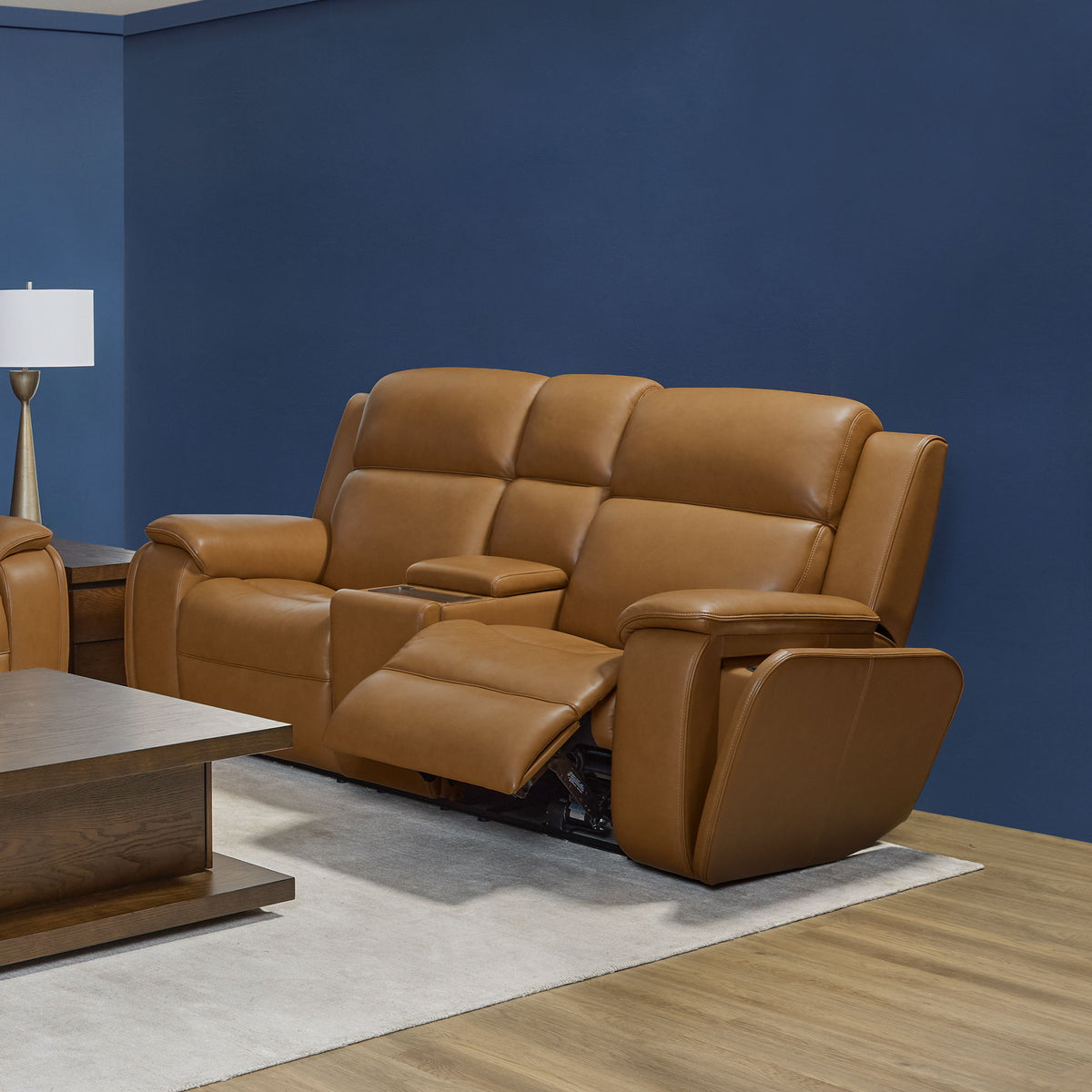 Ziggy Power Reclining Loveseat With Console, Power Headrest, Lumbar, Heat & Massage - Camel | Flexsteel