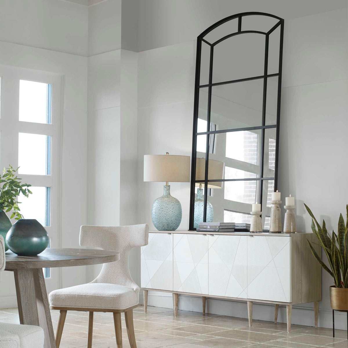 Camber Oversized Arch Mirror - Black by Uttermost - View 7