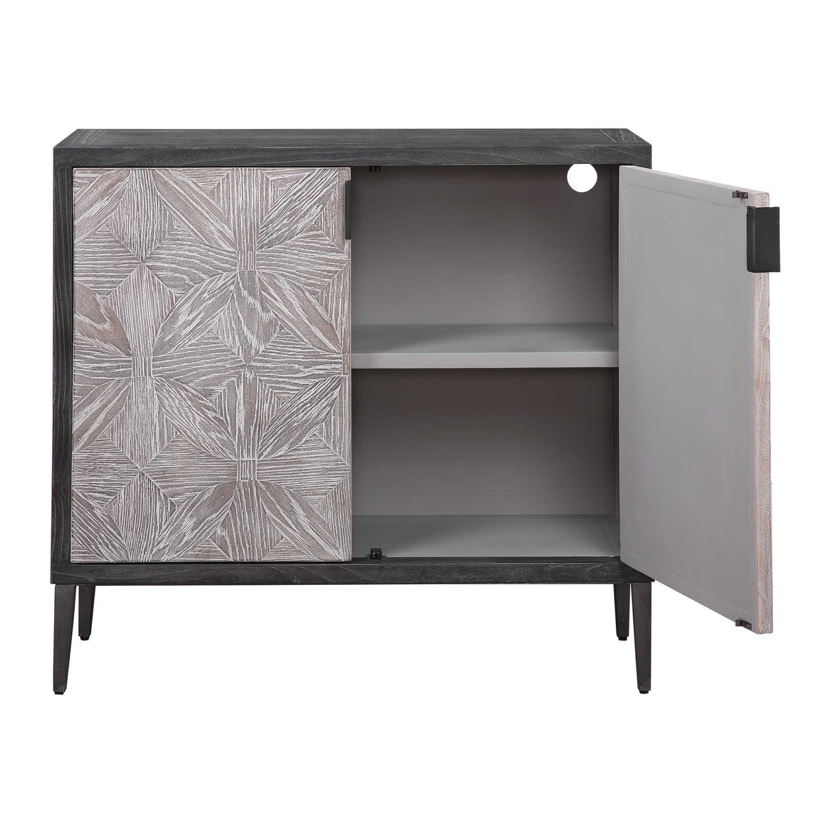 Laurentia 2 Door Accent Cabinet Black & Silver - Black / Silver by Uttermost - View 5