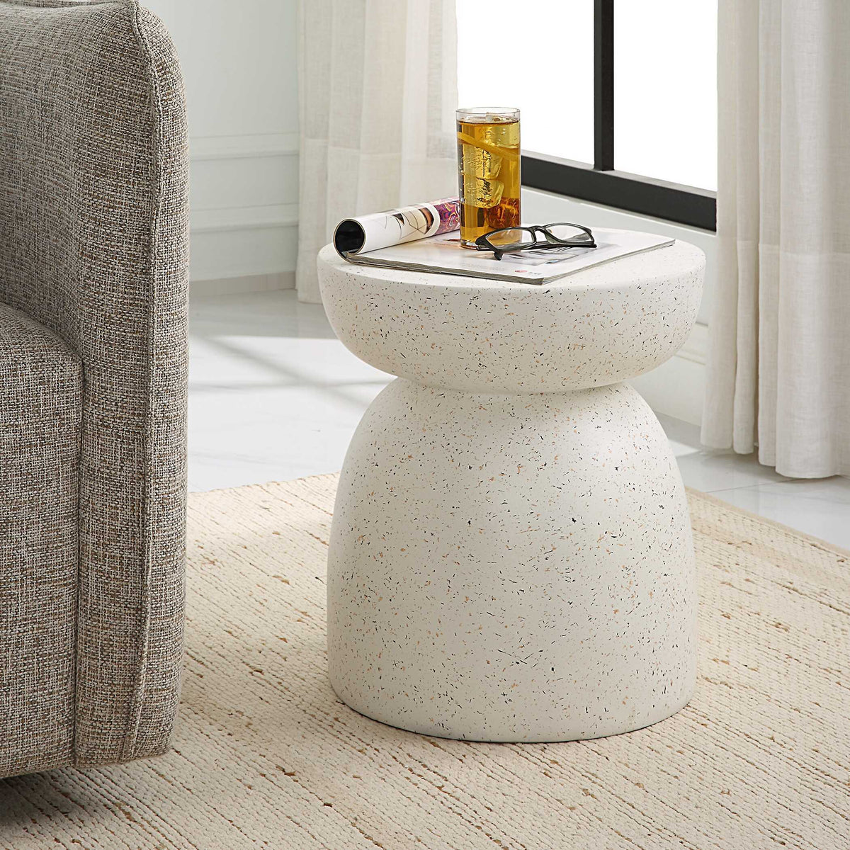 Inhale Cast Accent Table - White by Uttermost - View 3