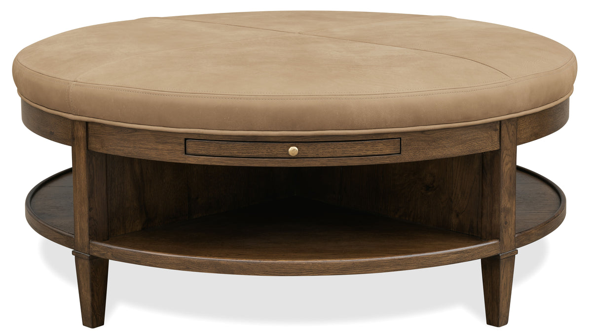 Cashiers Cocktail Ottoman Chestnut / Vintage Ecru - Dark Brown / Beige by Hooker Furniture - View 2