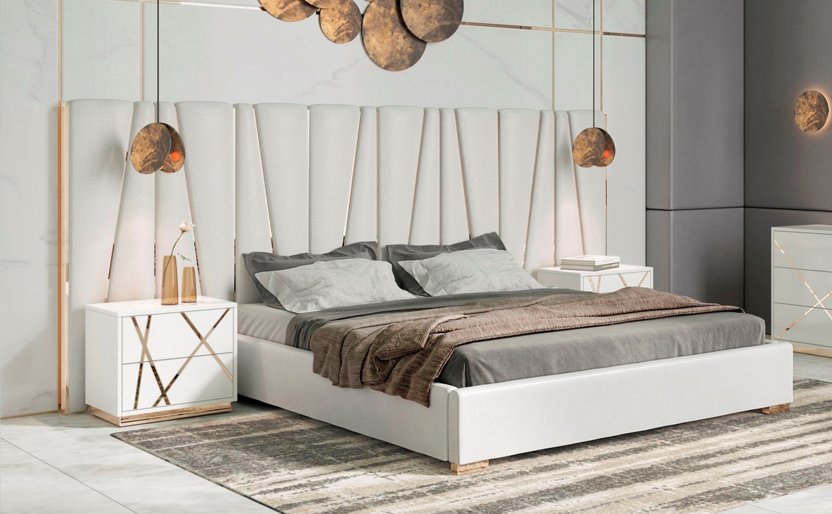 Nixa Modern White & Gold Bedroom Set – VIG Furniture - Home Elegance USA