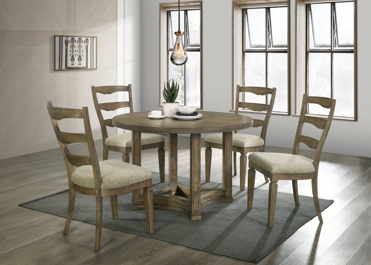 Parfield Weathered Oak Finish 5PCs Round Dining Room Set