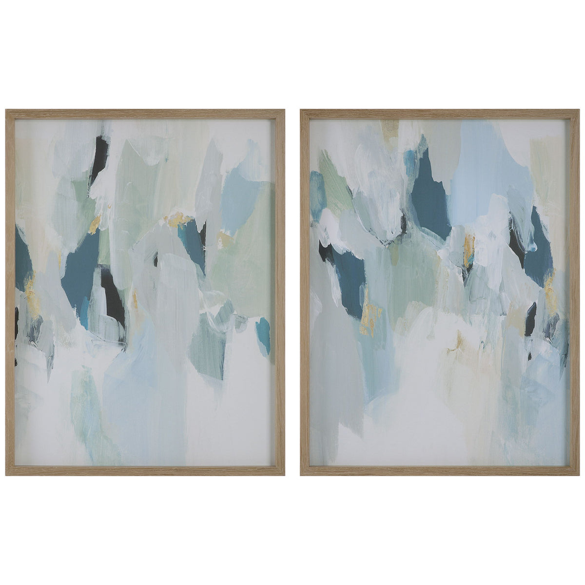 Seabreeze Abstract Framed Canvas Prints (Set of 2) - White / Light Blue by Uttermost - View 1