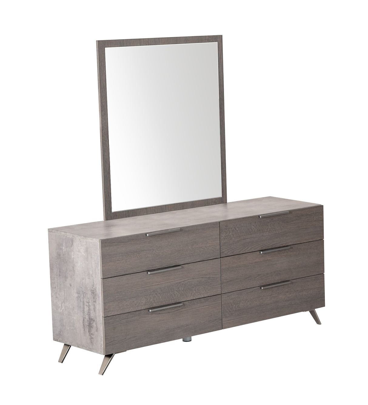 Bronx Italian Modern Faux Concrete & Grey Dresser & Mirror Set - View Image 1