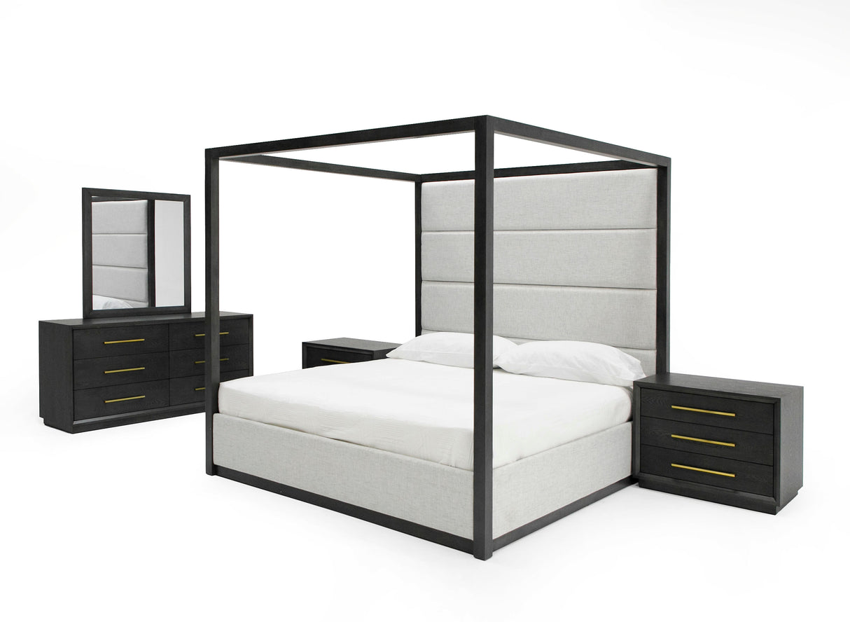 Manhattan - Contemporary Canopy Grey Bed -queen - View Image 1