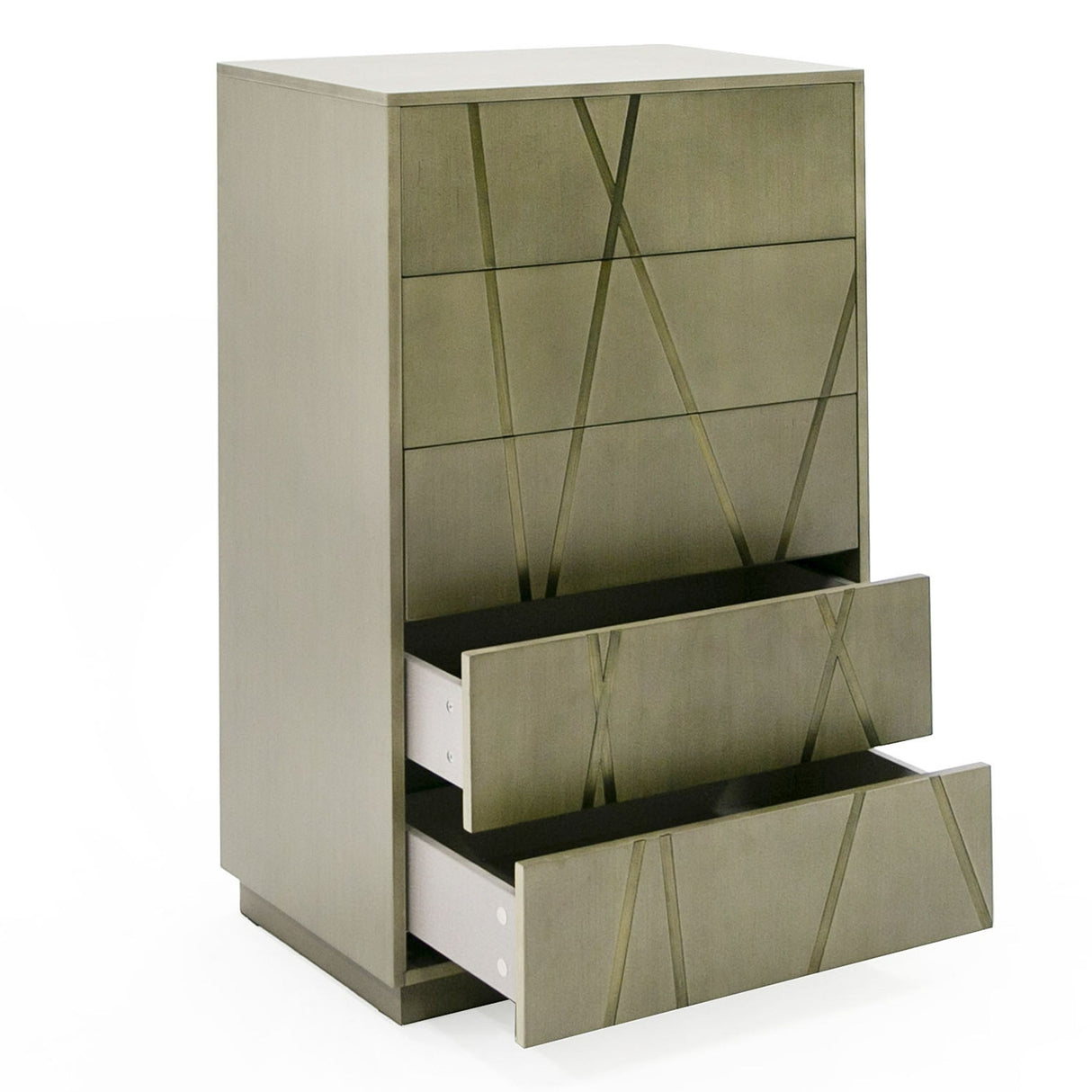Modrest Nixa - Modern Wide Birch + Brushed Bronze Chest