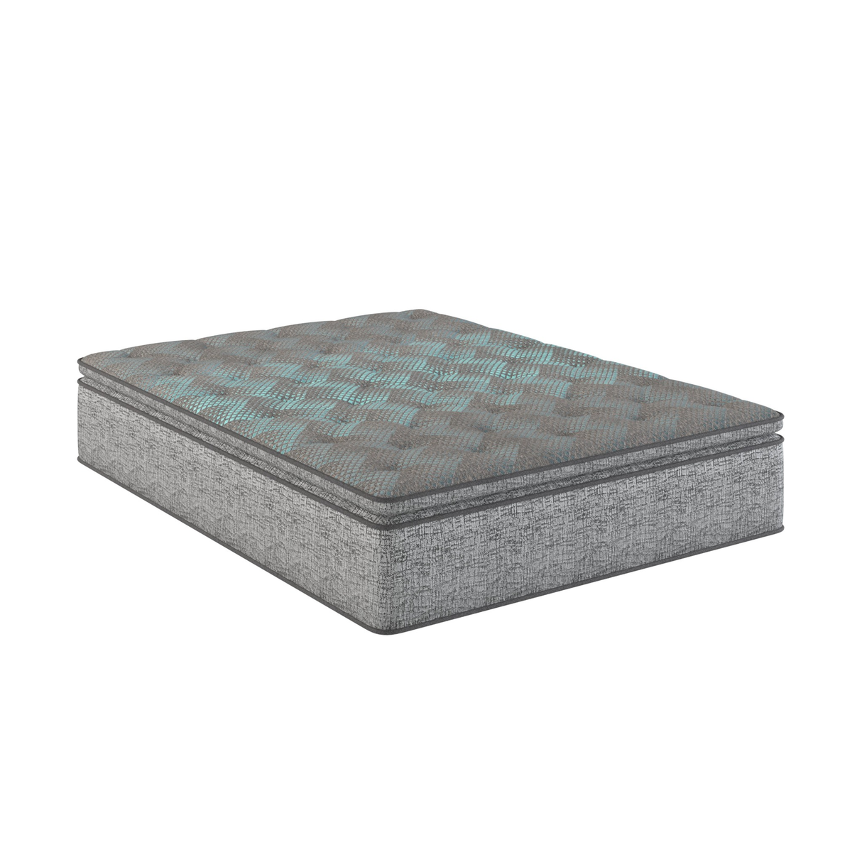 Restonic Comfort Care 14' Euro Top Hybrid Mattress, Plush Comfort, Cooling Tech, Grey/Blue, Foam, Queen Size