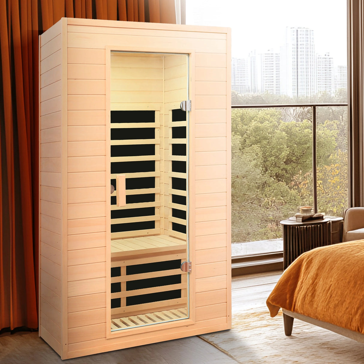 Hemlock Two-Person Far Infrared Roof Embedded Sauna with Bluetooth & LED Lighting - sold by Home Elegance USA