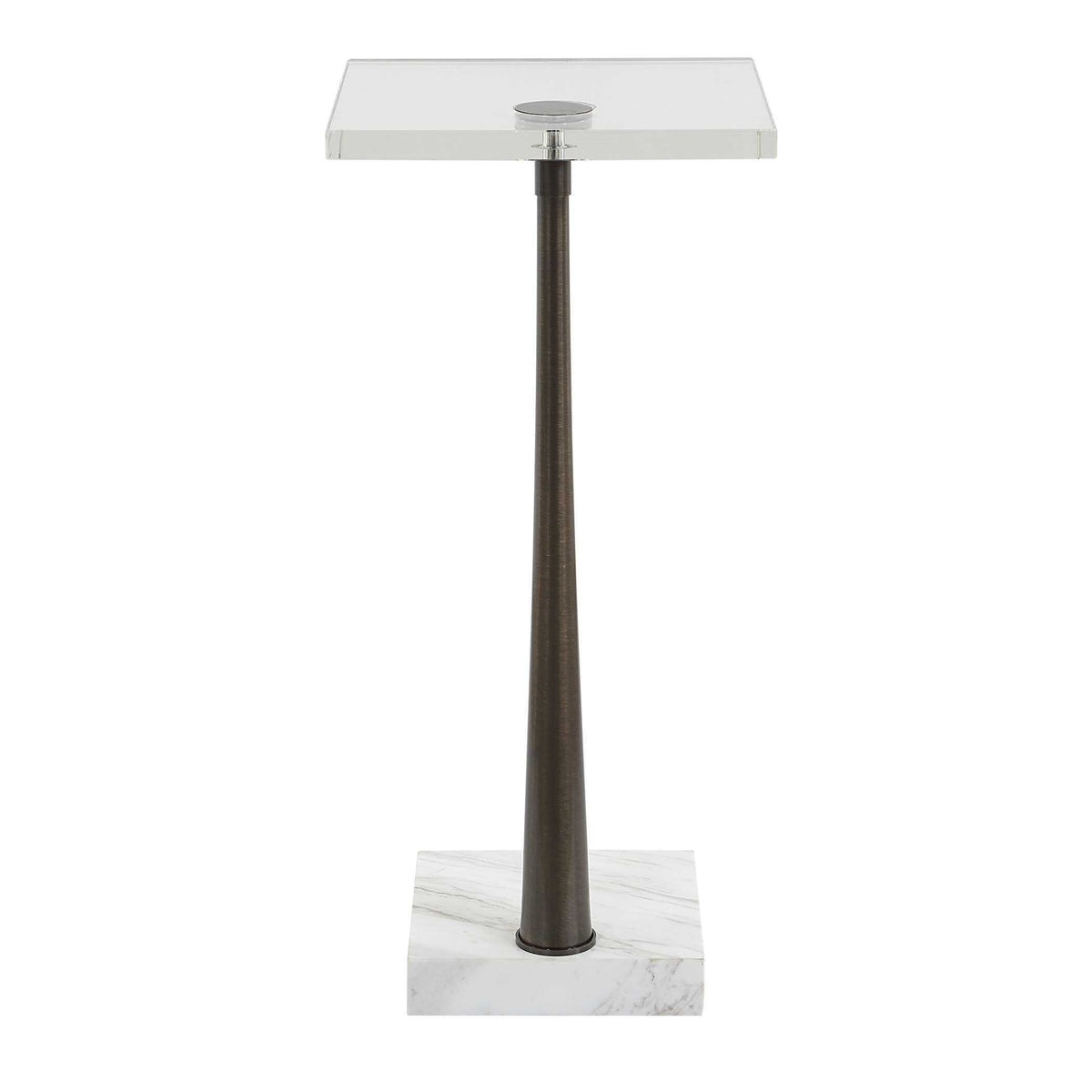 Pelton Marble Glass Drink Table Bronze / White - Dark Brown / White by Uttermost - View 5