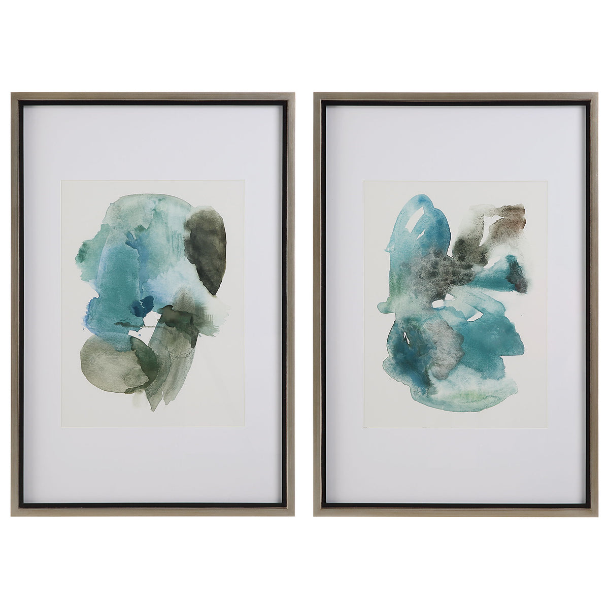 Blueprints Watercolor Prints (Set of 2) - Light Blue / White by Uttermost - View 1