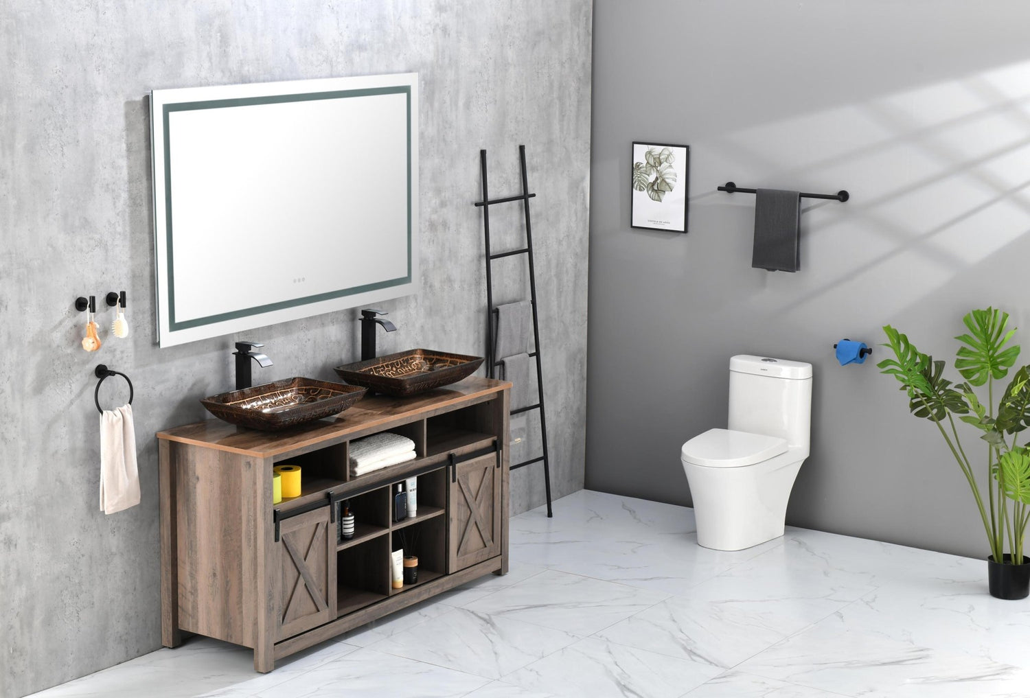 84*30LED Lighted Bathroom Wall Mounted Mirror with High Lumen+Anti - Fog Separately Control+Dimmer Function | Home Elegance USA