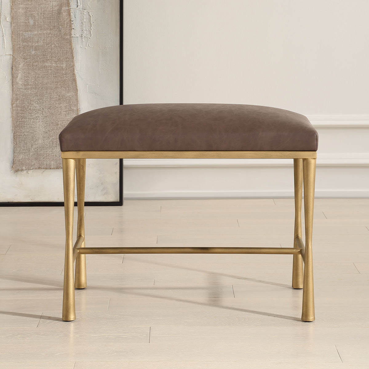 Reform Small Bench - Gold / Dark Brown by Uttermost - View 2