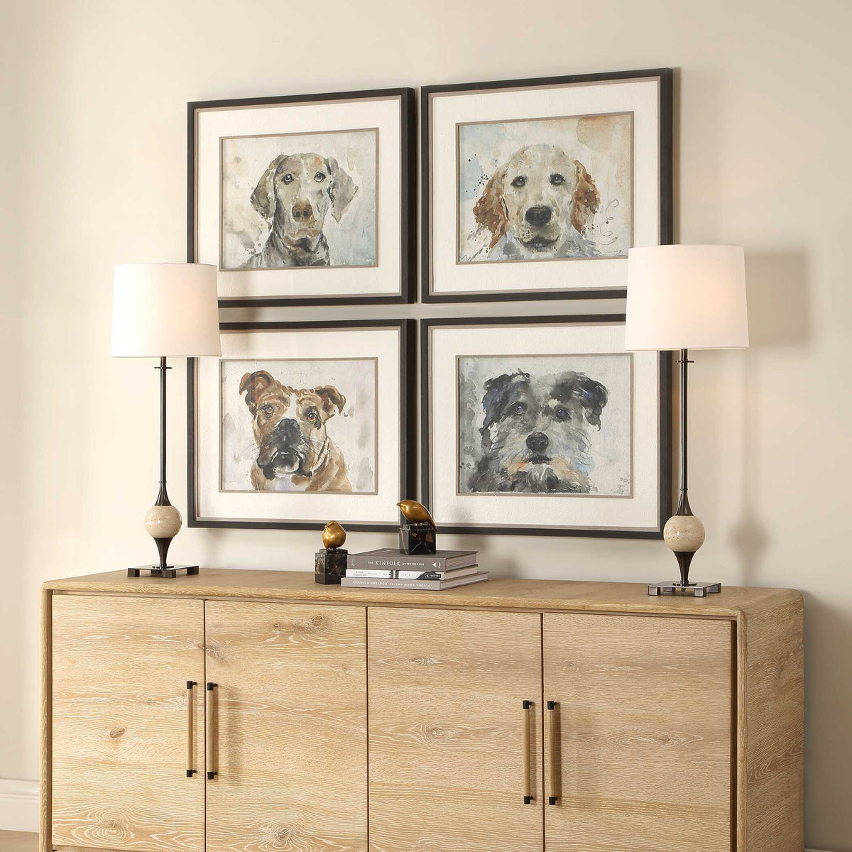 Dog Days Framed Prints (Set of 4) Black / Blue / Brown / Gray / Orange / White - Light Brown / Gray by Uttermost - View 3