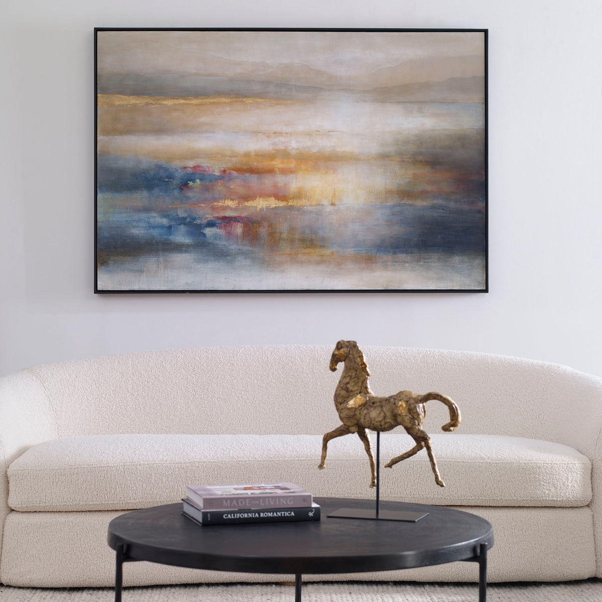 Seafaring Dusk Hand Painted Abstract Art - Beige / Blue by Uttermost - View 2