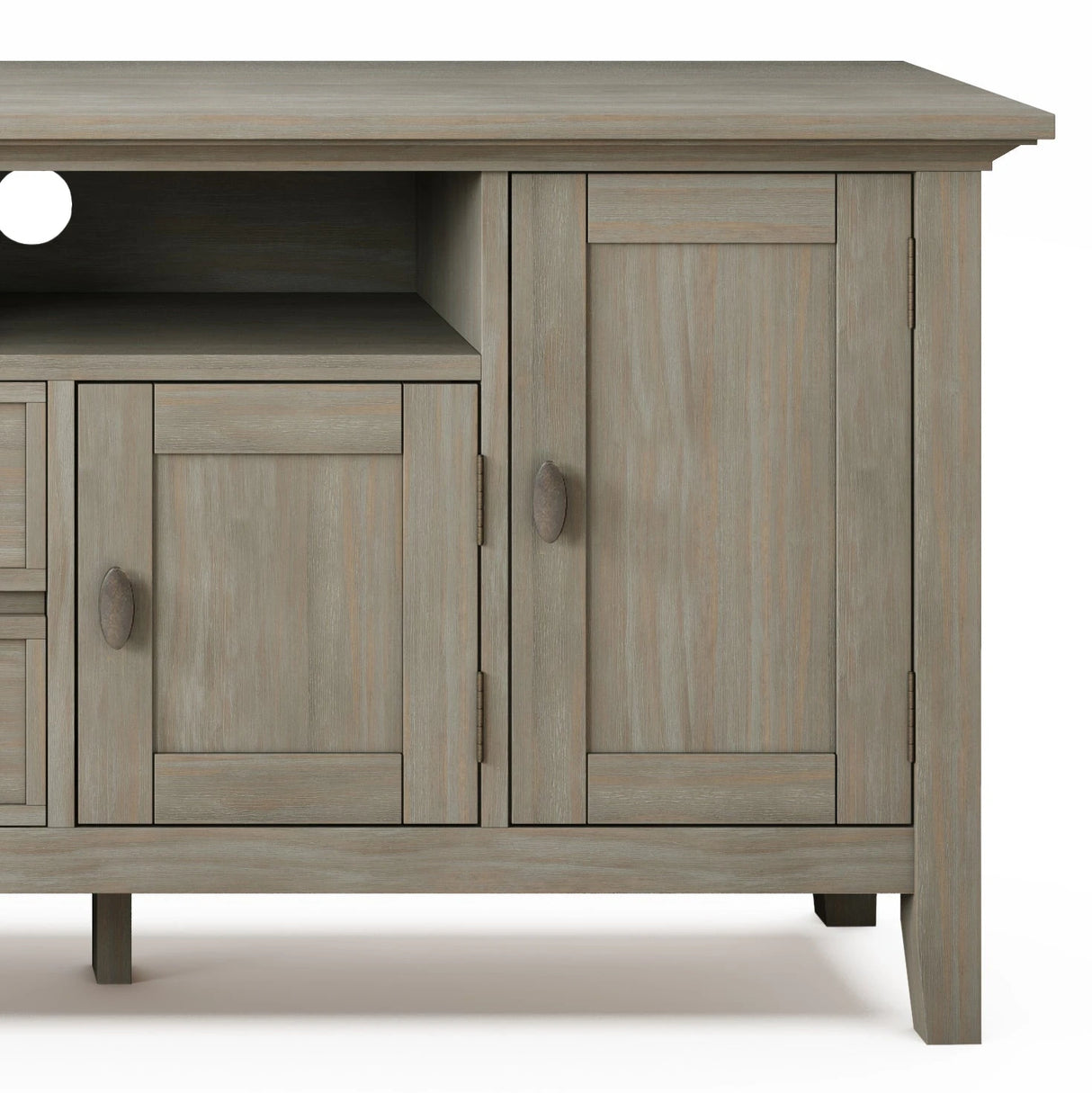 Redmond 72 inch Wide Solid Wood TV Stand in Distressed Grey For TVs up to 80 inches - sold by Home Elegance USA