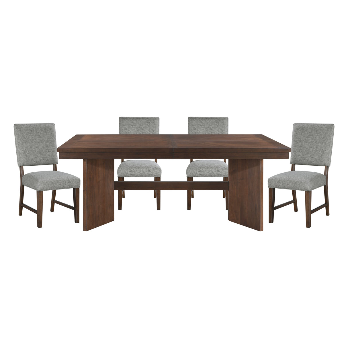 Walnut Finish Modern Dining Set 5pc Table with Self-Storing Extension Leaf and 4 Chairs Upholstered Wooden Furniture - sold by Home Elegance USA