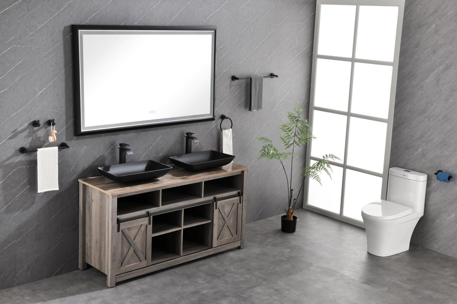 72in. W x 48in. H Oversized Rectangular Black Framed LED Mirror Anti - Fog Dimmable Wall Mount Bathroom Vanity Mirror HD Wall Mirror Kit For Gym And Dance Studio 48X 72Inches With Safety Ba | Home Elegance USA