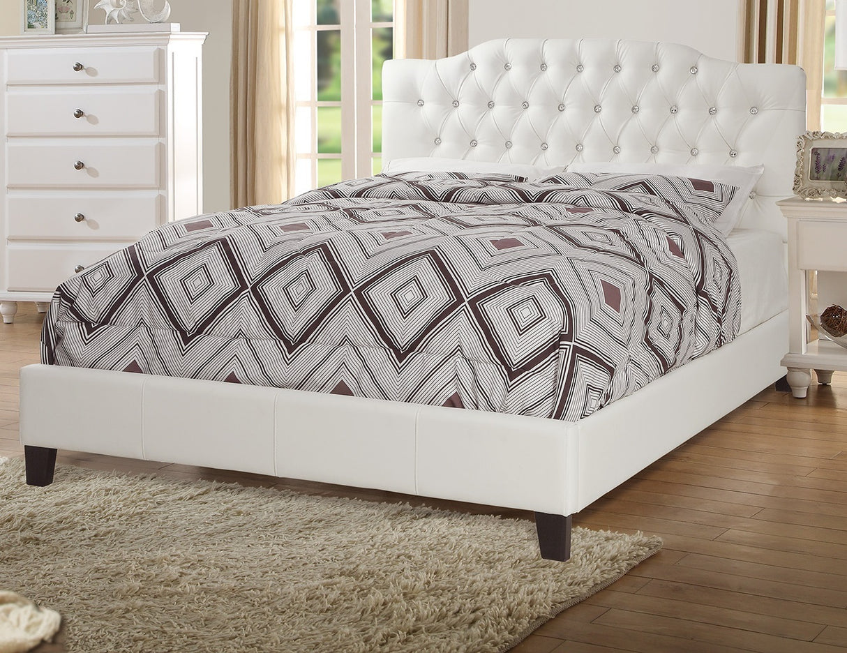 Gorgeous Off-White / Beige Faux Leather Queen Size Bed 1pc Bedframe Modern Tufted Upholstered Headboard Bedroom Furniture