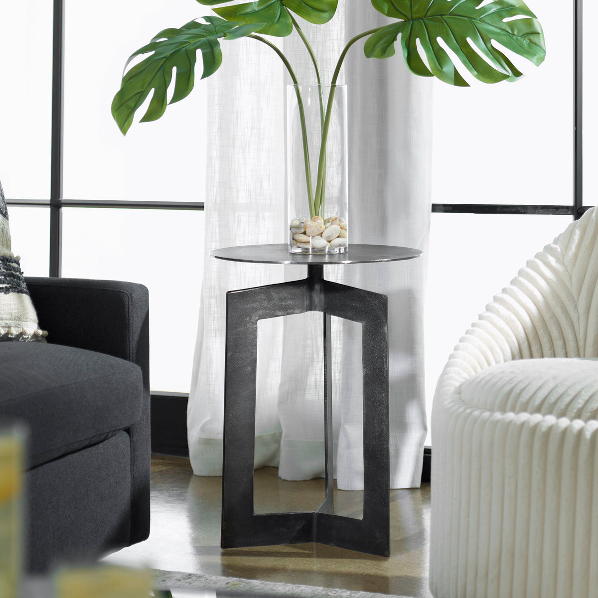 Deltoid Accent Table Gunmetal - Black by Uttermost - View 2