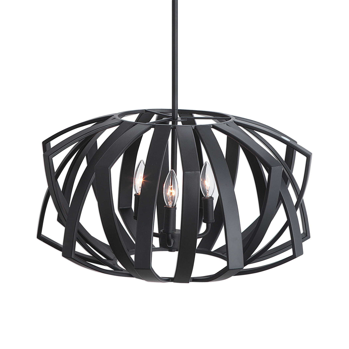 Thales Geometric 3 Light Pendant - Black by Uttermost - View 3