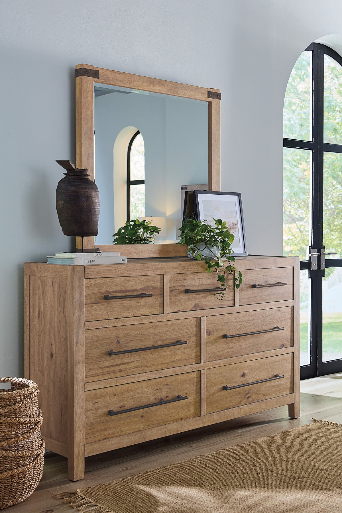 Vineyard Row Square Mirror - Light Brown by Hooker Furniture - View 2