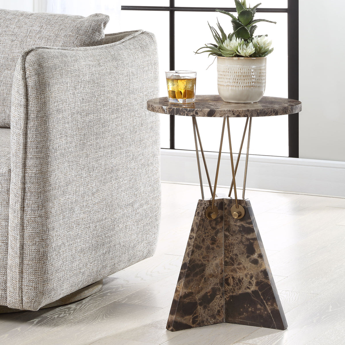 Levitate Marble Accent Table - Dark Brown by Uttermost - View 2