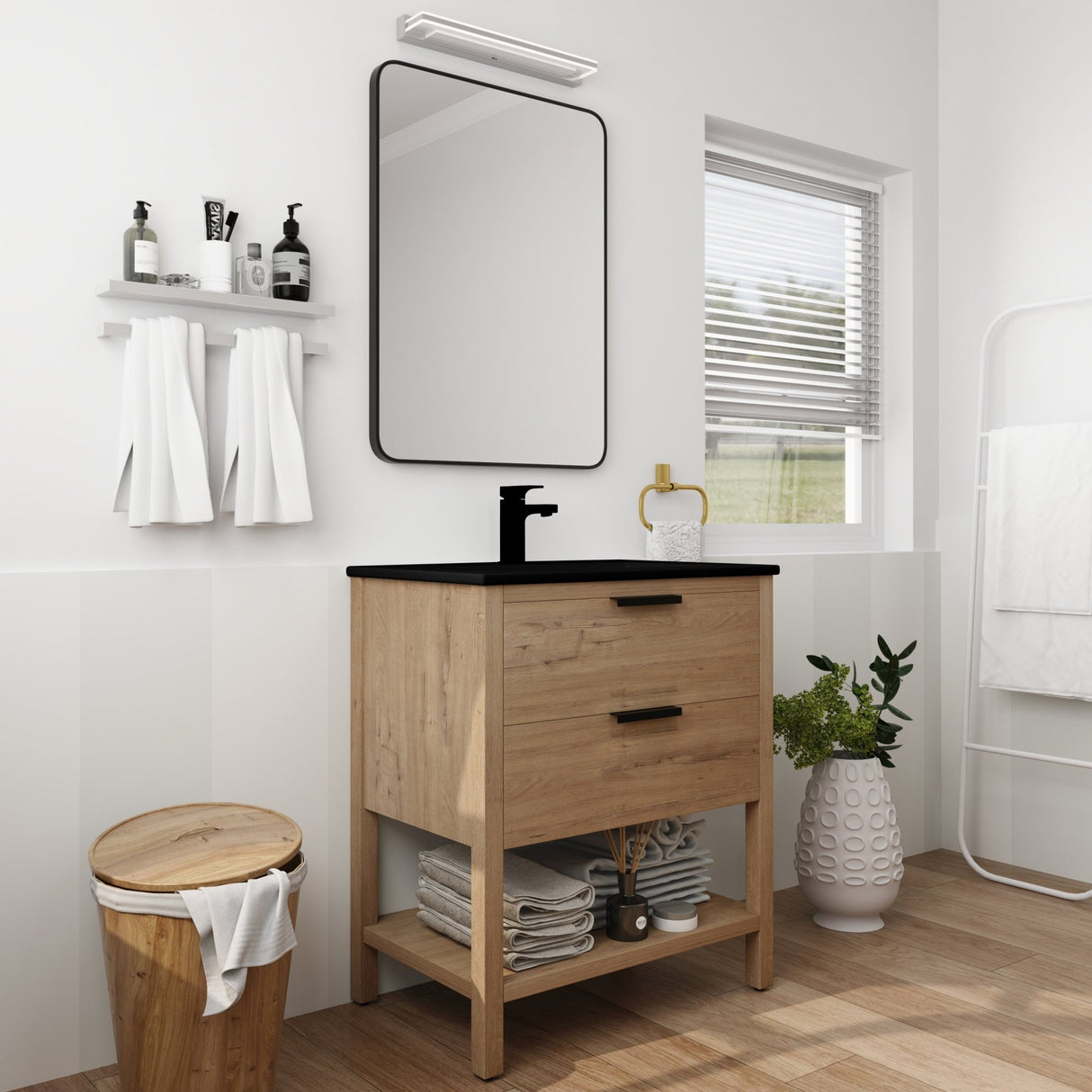30 Inch Bathroom Vanity Plywood With 2 Drawers(BVB01030IMO - BL9075BK) | Home Elegance USA