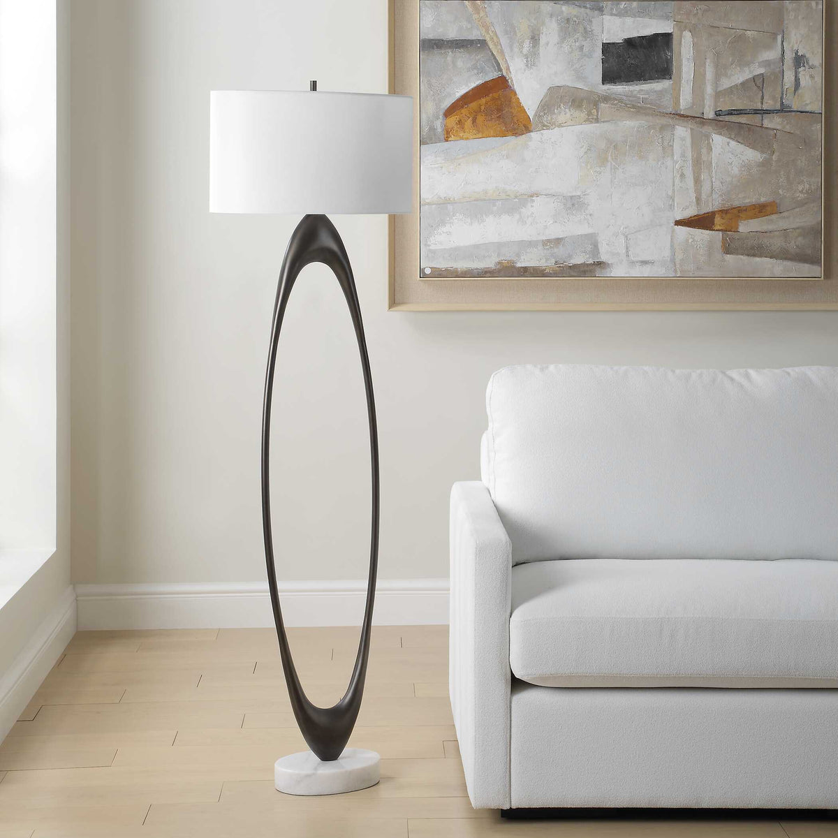 Sonic Open Oval Floor Lamp Bronze - Dark Brown by Uttermost - View 5