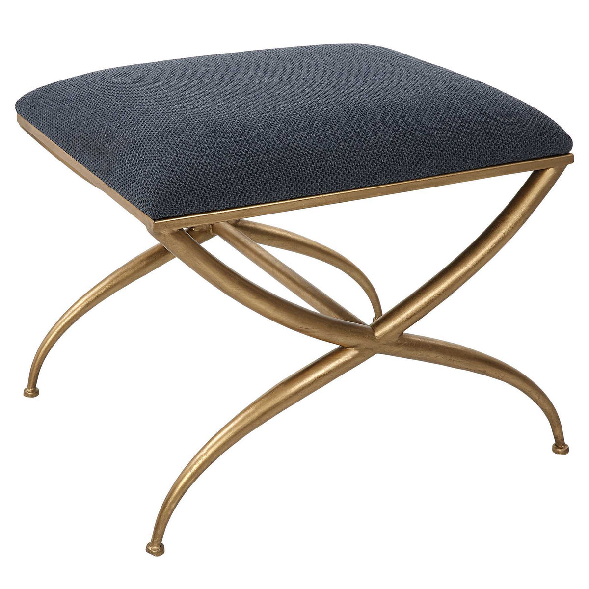 Crossing Small Bench Navy - Blue / Gold by Uttermost - View 3