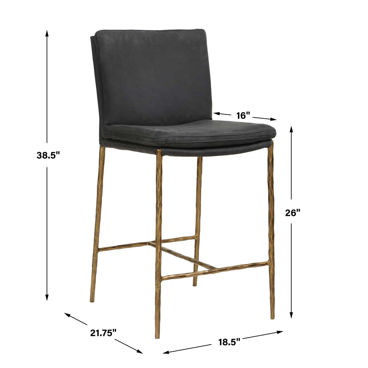 Ascend Counter Stool Charcoal - Black / Gold by Uttermost - View 10