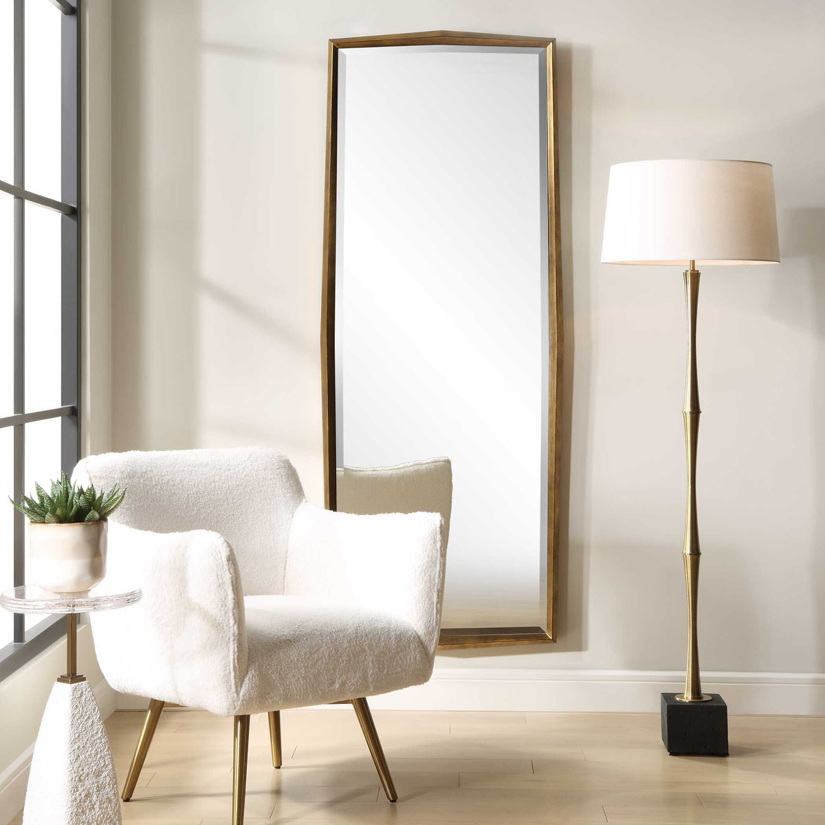 On Point Wood Dressing Mirror - Gold by Uttermost - View 3