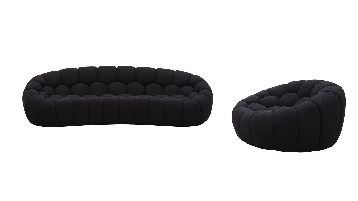 Divani Casa Yolonda - Modern Curved Black Fabric Sofa Set | VIG - Home Elegance USA