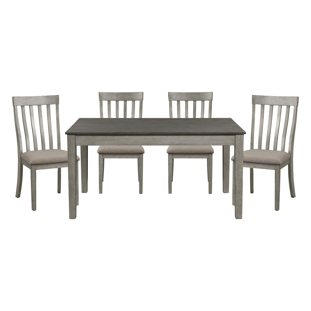Country Casual Styling 5pc Dining Set Dining Table with Drawers and 4x Side Chairs Light Gray Finish Wooden Contemporary Furniture | Home Elegance USA