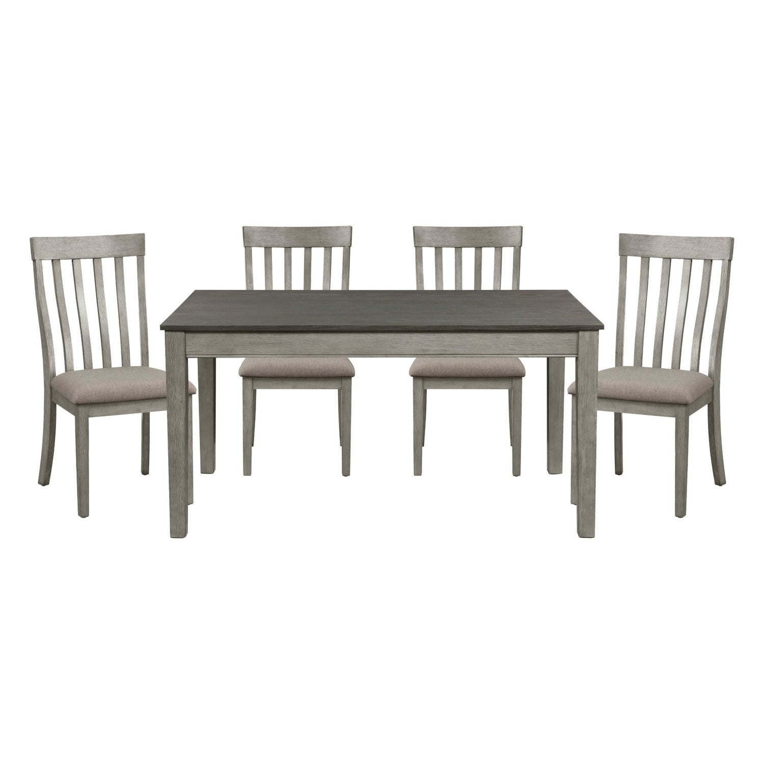 Country Casual Styling 5pc Dining Set Dining Table with Drawers and 4x Side Chairs Light Gray Finish Wooden Contemporary Furniture | Home Elegance USA