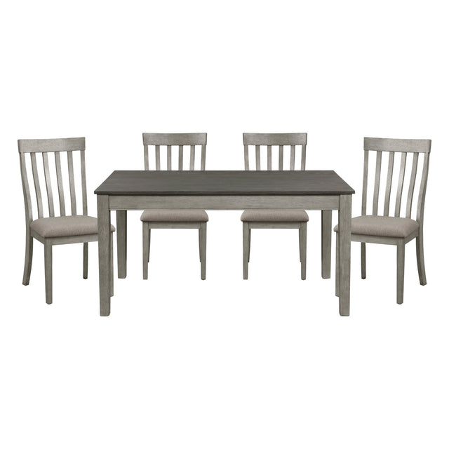 Country Casual Styling 5pc Dining Set Dining Table with Drawers and 4x Side Chairs Light Gray Finish Wooden Contemporary Furniture | Home Elegance USA