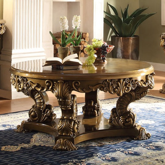 HD-6935 Living Room Set | Luxury Silk Beige Upholstery Solid Wood Frame | Homey Design