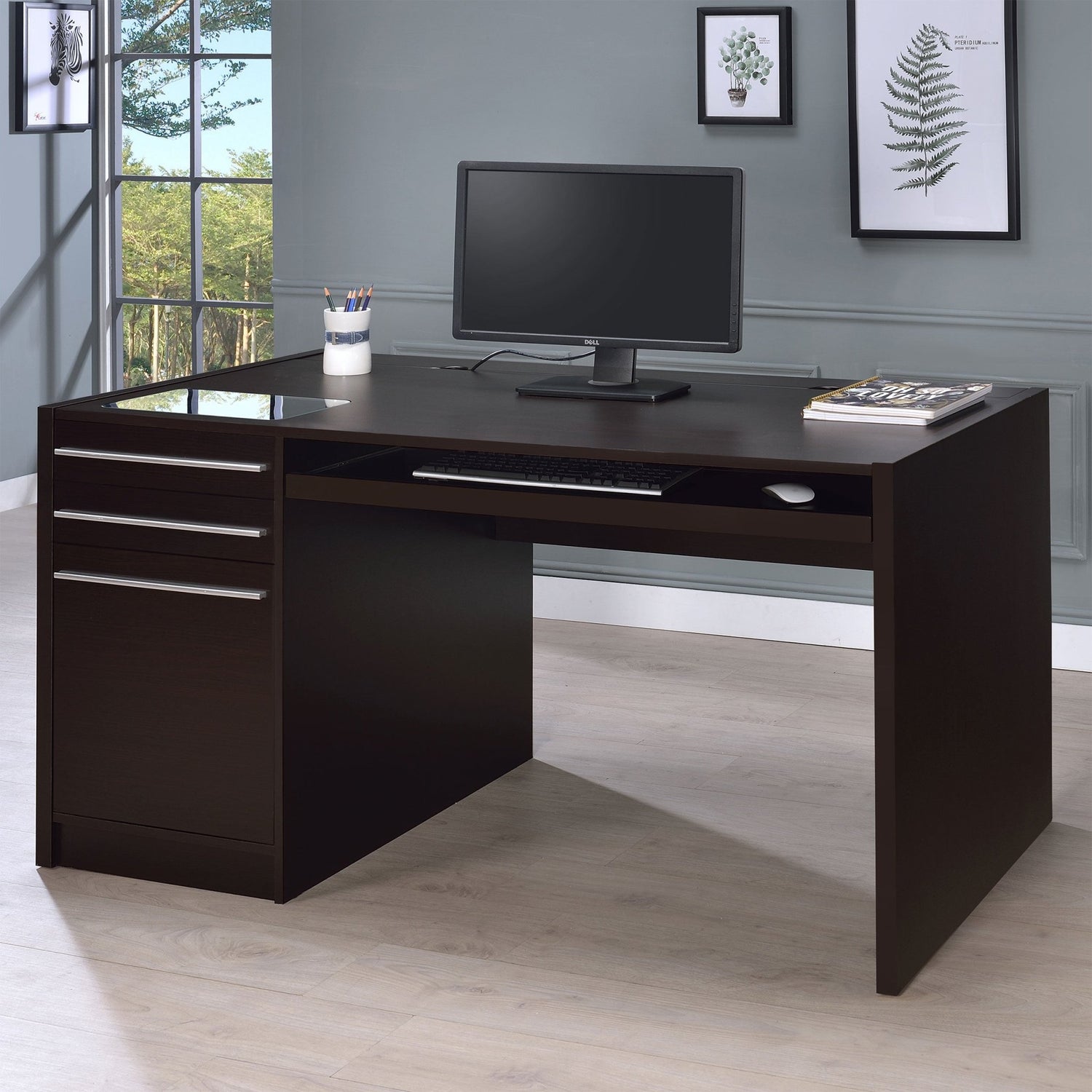 Computer Desk - Halston 3-drawer Connect-it Office Desk Cappuccino