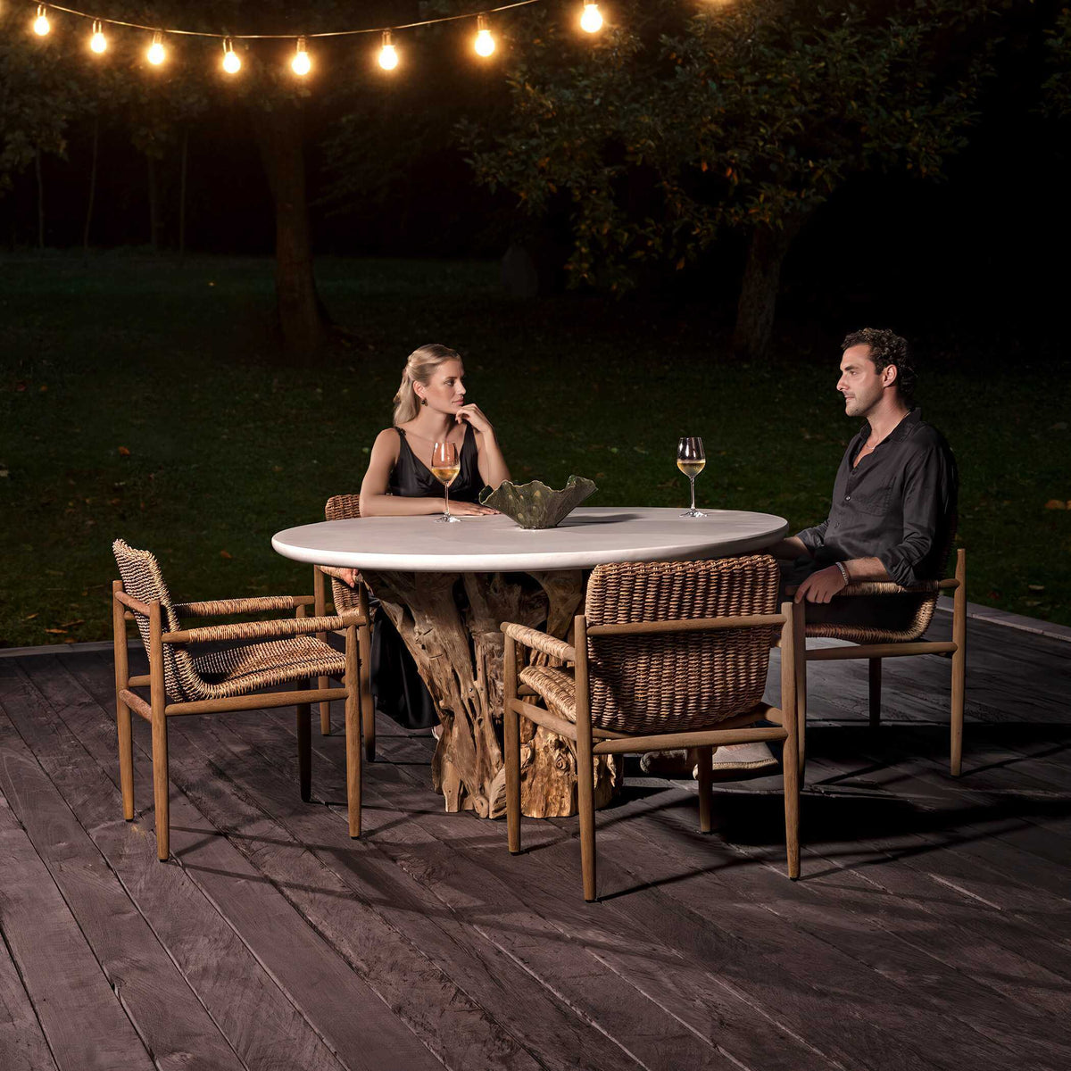 Sumba Golden Flax Outdoor Dining Chair - Light Brown by Uttermost - View 6