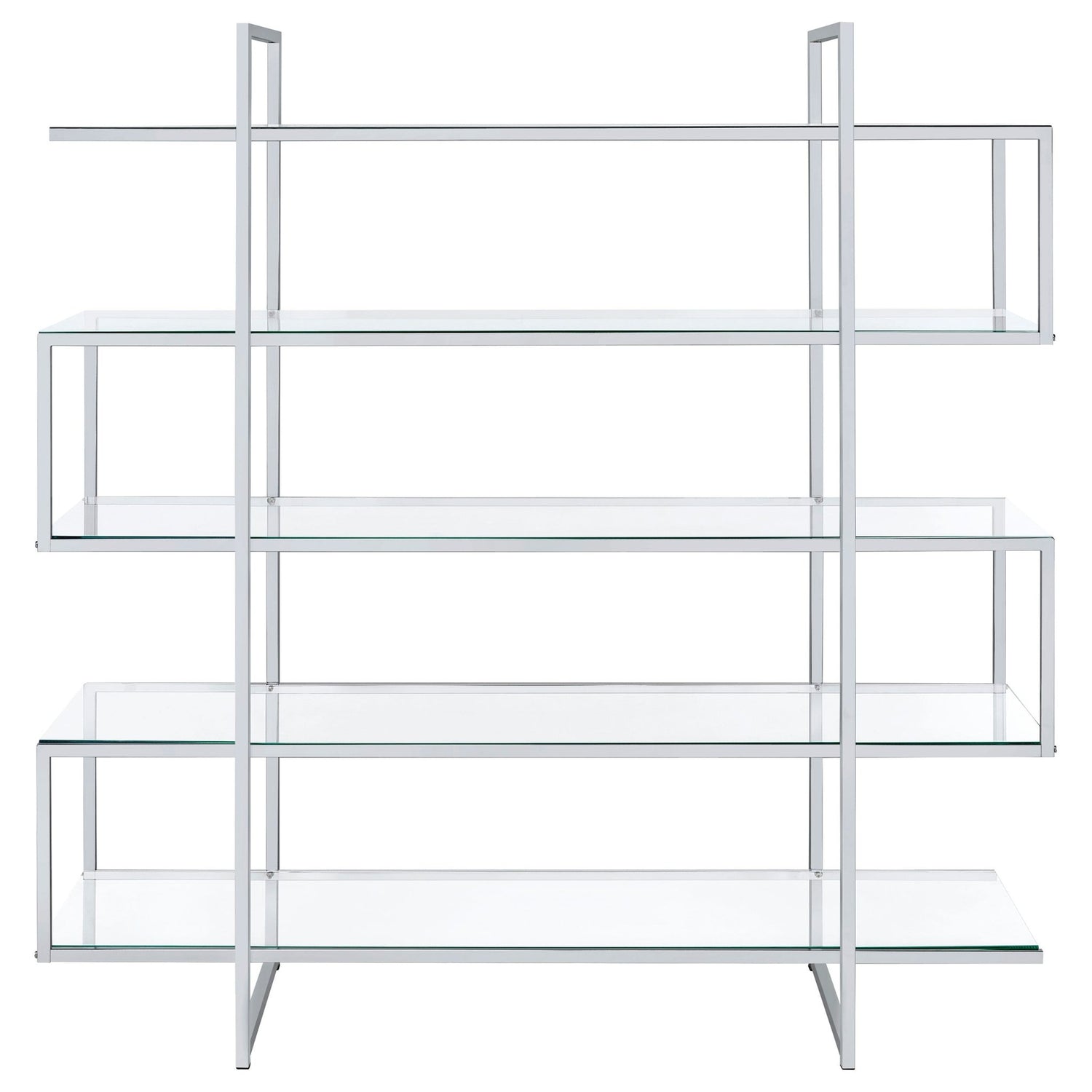 Bookcase - Elmer 5-shelf Bookcase Chrome and Clear