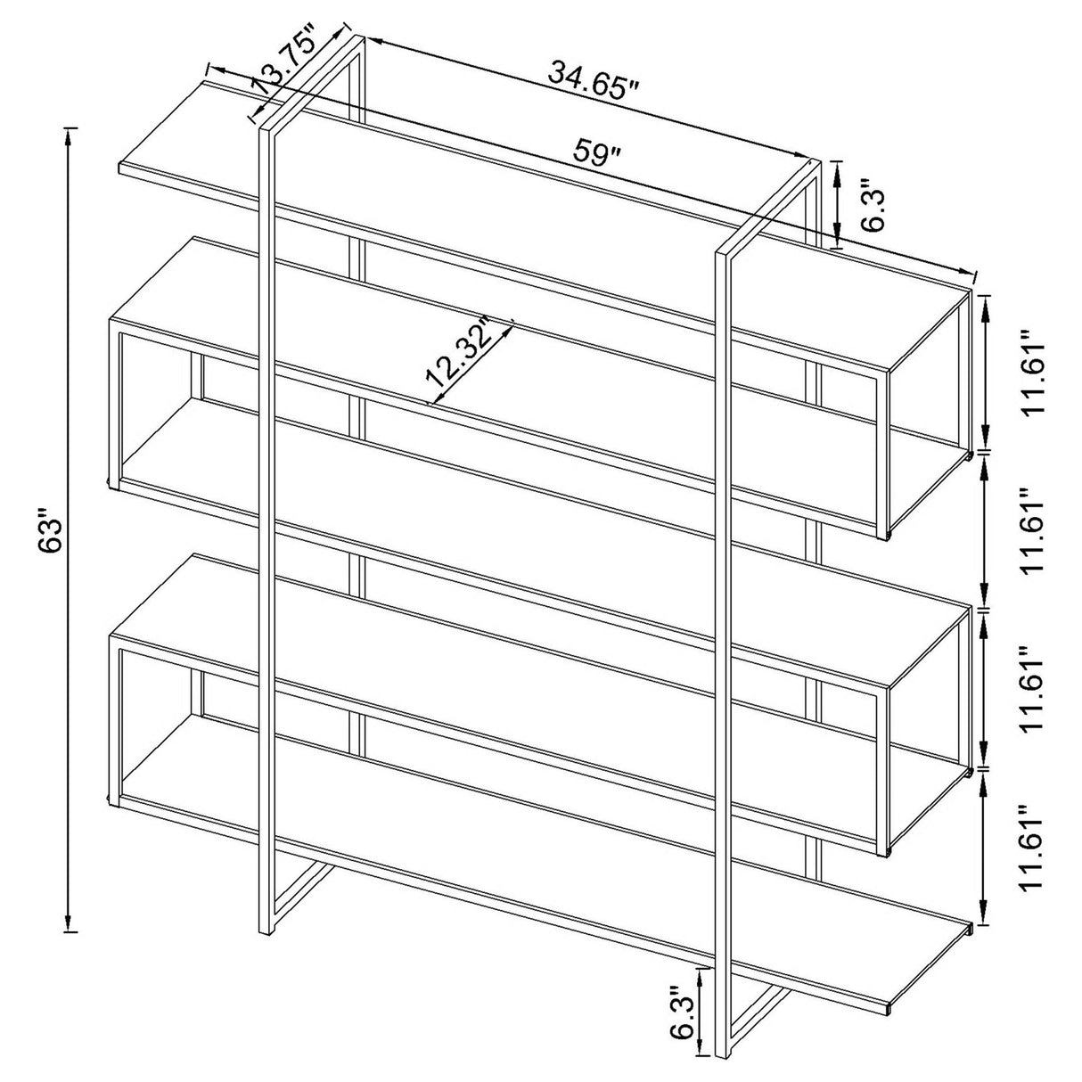 Bookcase - Elmer 5-shelf Bookcase Chrome and Clear