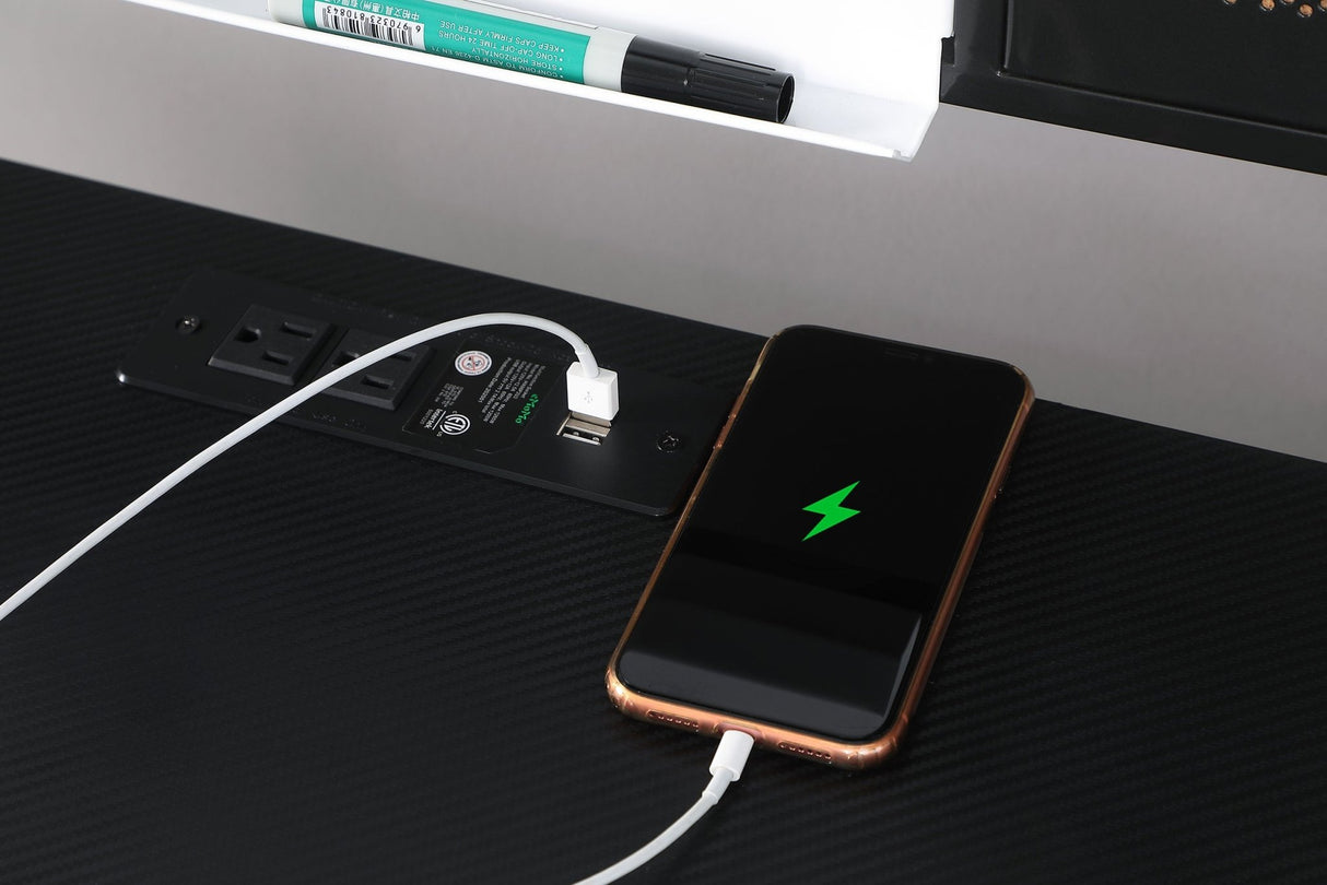 Writing Desk - Jessie Writing Desk with USB Ports Black and Gunmetal