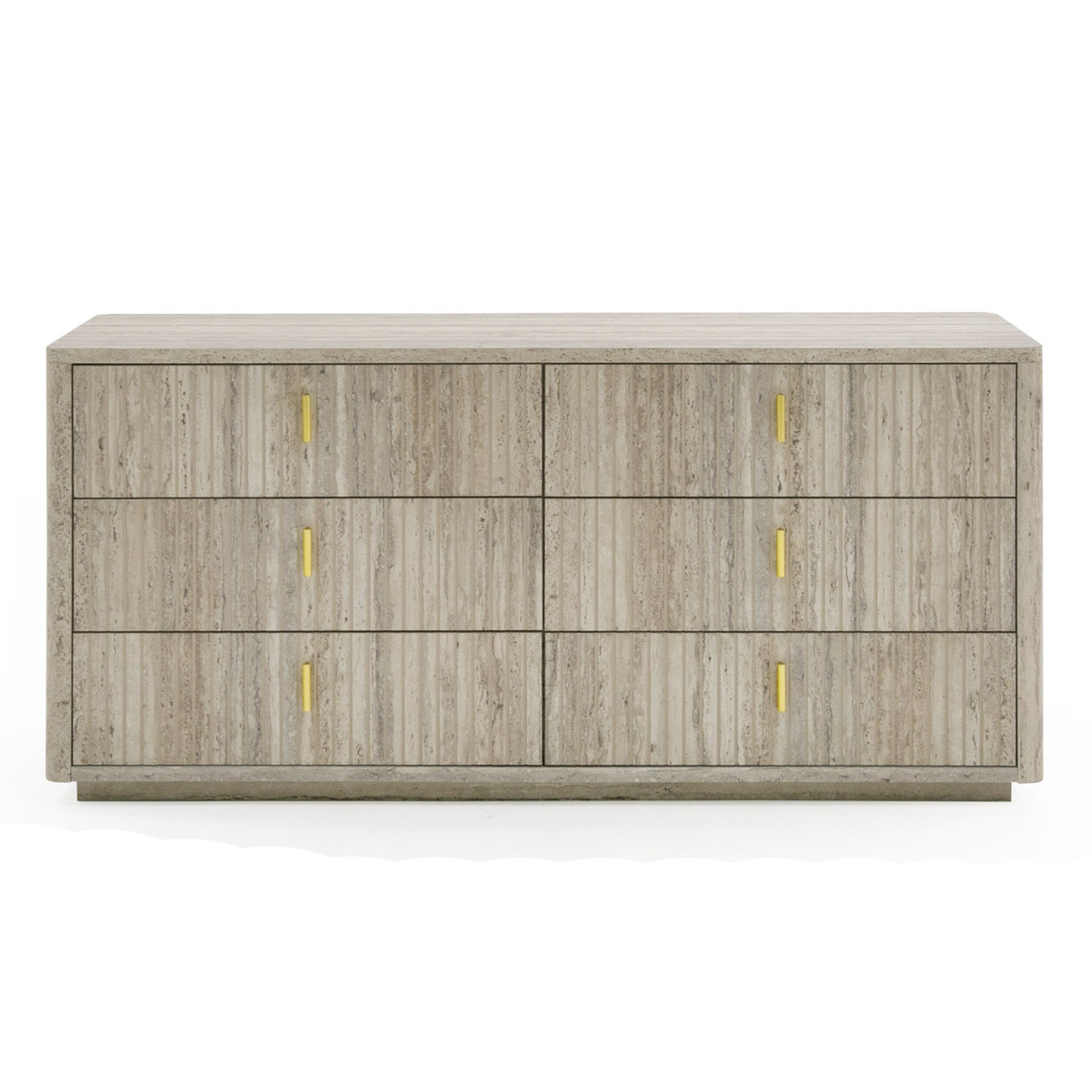 Nova Domus Roma - Modern Faux Travertine + Gold Dresser